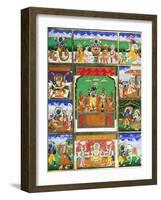 Vishnu in the Centre of His Ten Avatars, Jaipur, Rajasthan-null-Framed Giclee Print