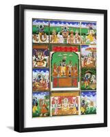 Vishnu in the Centre of His Ten Avatars, Jaipur, Rajasthan-null-Framed Giclee Print