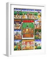 Vishnu in the Centre of His Ten Avatars, Jaipur, Rajasthan-null-Framed Giclee Print