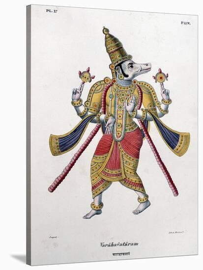 Vishnu, One of the Gods of the Hindu Trinity (Trimurt), 1828-null-Stretched Canvas