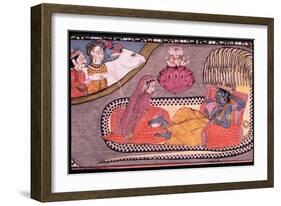 Vishnu Reclining on the Serpent Sesha, Attended by Lakshmi and Watched over by Siva and Parvati,…-null-Framed Giclee Print