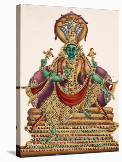 Vishnu, Sheltered by the Five-Headed Shesha, One of the Primal Beings of Creation, from…-null-Stretched Canvas