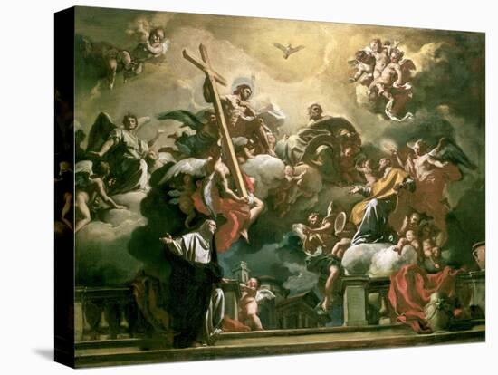 Vision of the Trinity with Ss. Philip Neri and Francesca Romana, 18th Century-Francesco Solimena-Stretched Canvas