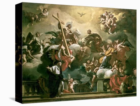 Vision of the Trinity with Ss. Philip Neri and Francesca Romana, 18th Century-Francesco Solimena-Stretched Canvas