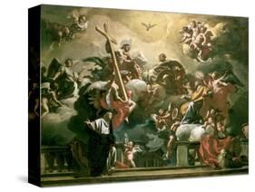 Vision of the Trinity with Ss. Philip Neri and Francesca Romana, 18th Century-Francesco Solimena-Stretched Canvas