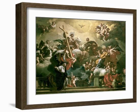 Vision of the Trinity with Ss. Philip Neri and Francesca Romana, 18th Century-Francesco Solimena-Framed Giclee Print