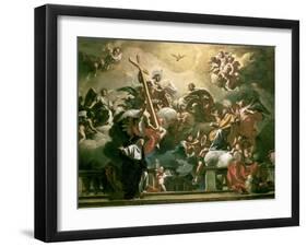 Vision of the Trinity with Ss. Philip Neri and Francesca Romana, 18th Century-Francesco Solimena-Framed Giclee Print