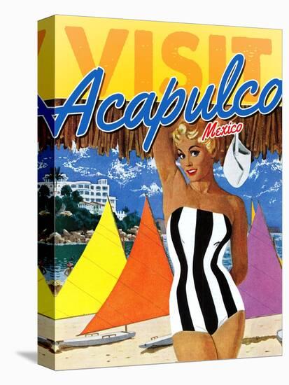 Visit Acapulco-The Saturday Evening Post-Stretched Canvas