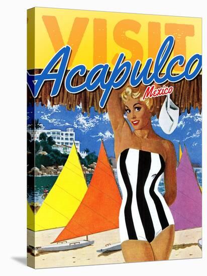 Visit Acapulco-The Saturday Evening Post-Stretched Canvas