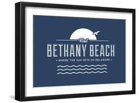 Visit Bethany Beach - Where the Sun Sets on Delaware-Lantern Press-Framed Art Print
