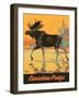 Visit Canada - Bull Moose - Canadian Pacific Railway, Vintage Railroad Travel Poster, 1930s-Thomas (Tom) Hall-Framed Art Print