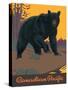 Visit Canada - Grizzly Bear - Canadian Pacific Railway, Vintage Railroad Travel Poster, 1938-Thomas (Tom) Hall-Stretched Canvas