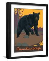 Visit Canada - Grizzly Bear - Canadian Pacific Railway, Vintage Railroad Travel Poster, 1938-Thomas (Tom) Hall-Framed Art Print