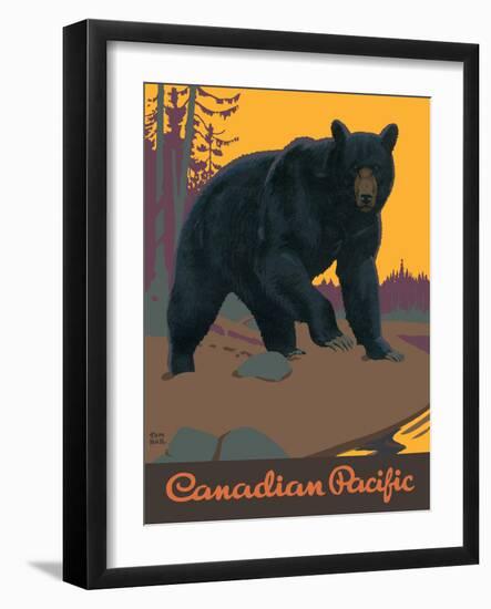 Visit Canada - Grizzly Bear - Canadian Pacific Railway, Vintage Railroad Travel Poster, 1938-Thomas (Tom) Hall-Framed Art Print