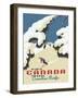 Visit Canada - Skiing - Travel Canadian Pacific, Vintage Railroad Travel Poster, 1955-Roger Couillard-Framed Art Print