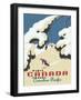 Visit Canada - Skiing - Travel Canadian Pacific, Vintage Railroad Travel Poster, 1955-Roger Couillard-Framed Art Print