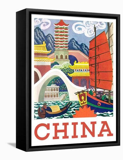 Visit China-The Saturday Evening Post-Framed Stretched Canvas