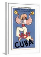 Visit Cuba, Maracas Lady-null-Framed Art Print