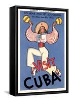 Visit Cuba, Maracas Lady-null-Framed Stretched Canvas