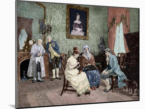 Visit from Boyfriend. after a Painting by Luis Jimenez Aranda (1845-1928). Coloured. Spain-null-Mounted Giclee Print