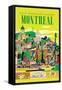 Visit Historical and Gay Montreal Canada - Vintage Travel Poster 1955-Roger Couillard-Framed Stretched Canvas