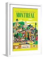 Visit Historical and Gay Montreal Canada - Vintage Travel Poster 1955-Roger Couillard-Framed Art Print