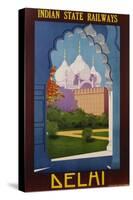 Visit India - Indian State Railways, Delhi Poster-null-Stretched Canvas