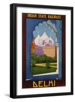 Visit India - Indian State Railways, Delhi Poster-null-Framed Giclee Print