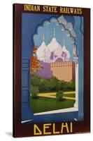 Visit India - Indian State Railways, Delhi Poster-null-Stretched Canvas