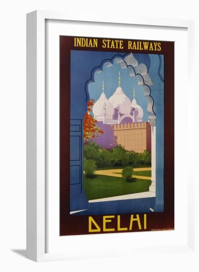 Visit India - Indian State Railways, Delhi Poster-null-Framed Premium Giclee Print