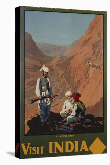 Visit India - Indian State Railways, Khyber Pass Poster-W.S Bylityllis-Stretched Canvas