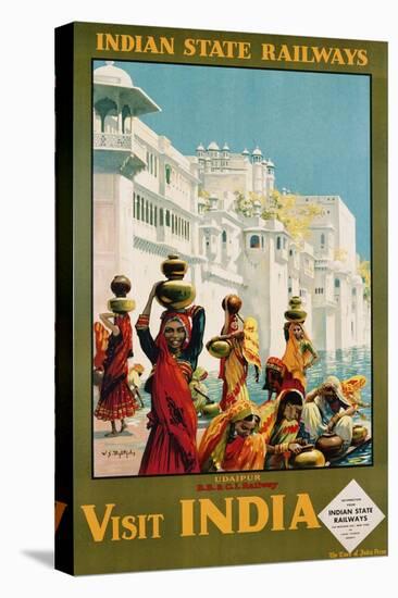 Visit India - Indian State Railways, Udaipur Poster-W.S Bylityllis-Stretched Canvas