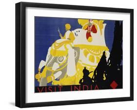 Visit India Poster-Tom Purvis-Framed Giclee Print