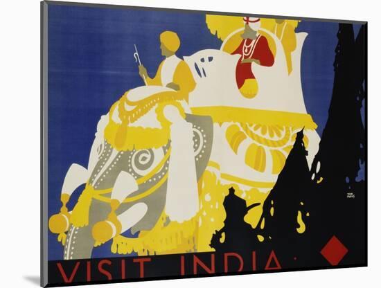 Visit India Poster-Tom Purvis-Mounted Giclee Print