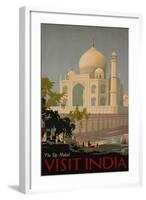 Visit India, the Taj Mahal, circa 1930-null-Framed Giclee Print