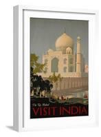 Visit India, the Taj Mahal, circa 1930-null-Framed Giclee Print