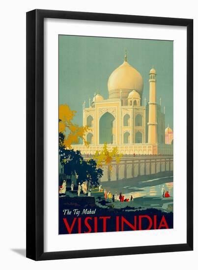 Visit India, The Taj Mahal Vintage Travel Poster-null-Framed Art Print
