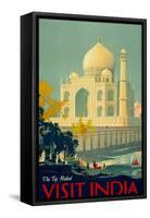 Visit India, The Taj Mahal Vintage Travel Poster-null-Framed Stretched Canvas