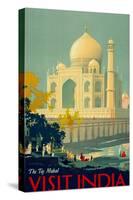 Visit India, The Taj Mahal Vintage Travel Poster-null-Stretched Canvas