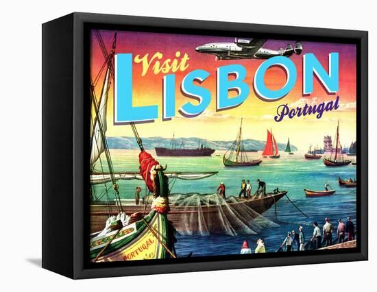 Visit Lisbon-The Saturday Evening Post-Framed Stretched Canvas