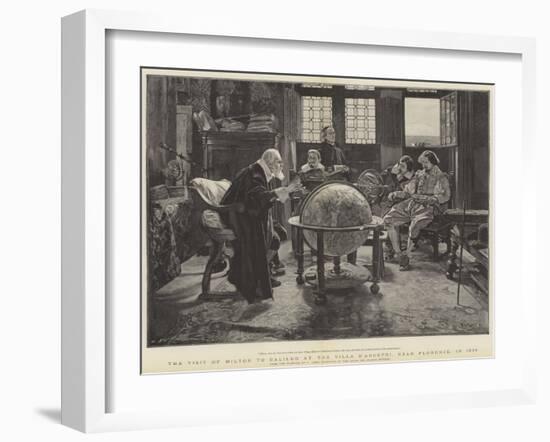 Visit of John Milton to Galileo at the Villa D'Arcetri, Near Florence, Italy-Tito Lessi-Framed Giclee Print