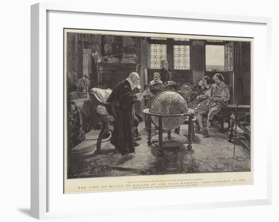 Visit of John Milton to Galileo at the Villa D'Arcetri, Near Florence, Italy-Tito Lessi-Framed Giclee Print