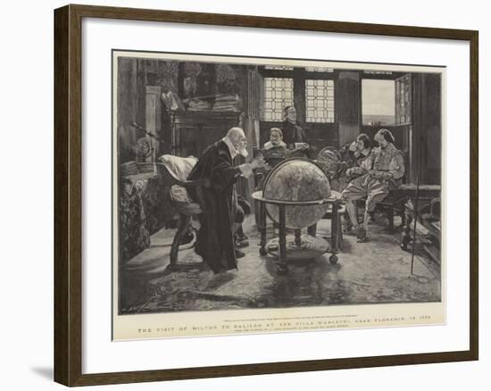 Visit of John Milton to Galileo at the Villa D'Arcetri, Near Florence, Italy-Tito Lessi-Framed Giclee Print