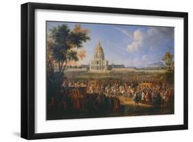 Visit of King Louis XIV at the Hotel Royal des Invalides on July 14, 1701-Pierre-Denis Martin-Framed Giclee Print