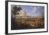 Visit of King Louis XIV at the Hotel Royal des Invalides on July 14, 1701-Pierre-Denis Martin-Framed Giclee Print