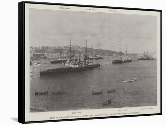 Visit of the German Emperor to Malta, the Hohenzollern Entering the Harbour, 15 November-null-Framed Stretched Canvas