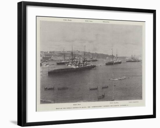 Visit of the German Emperor to Malta, the Hohenzollern Entering the Harbour, 15 November-null-Framed Giclee Print