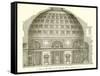 Visit of the Inside of the Pantheon, Rome-null-Framed Stretched Canvas