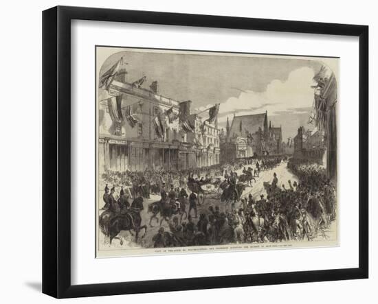 Visit of the Queen to Wolverhampton, the Procession Escorting Her Majesty Up Snow-Hill-null-Framed Giclee Print