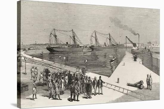 Visit of Viceroy of India to the Sassoon Dock at Bombay, from 'The Illustrated London News'-English School-Stretched Canvas
